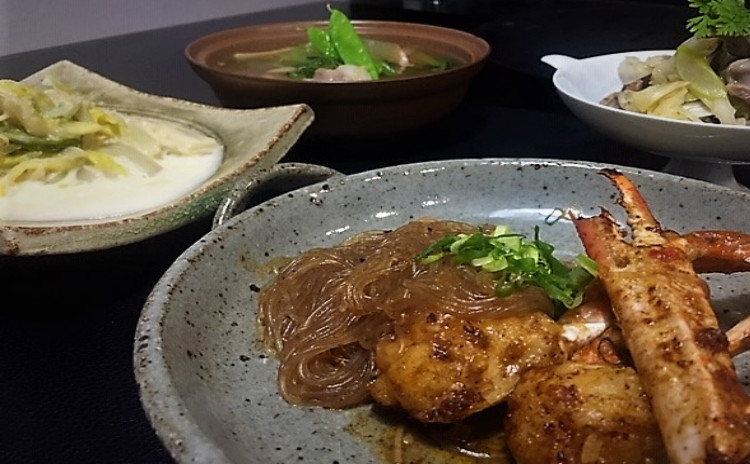 冬を味わう旨中華!渡り蟹と春雨の煮込み&とろとろ白菜のクリーム煮他2品