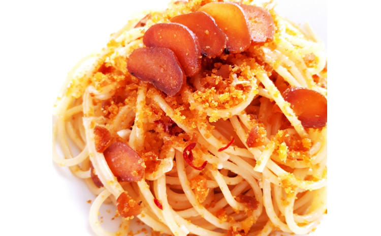 【砂糖不使用★ヘルシー洋食】①からすみの旨味が堪らない『からすみのオイルパスタ』、 ②ベーコンもコンソメも不使用の『濃厚クラムチャウダー』
