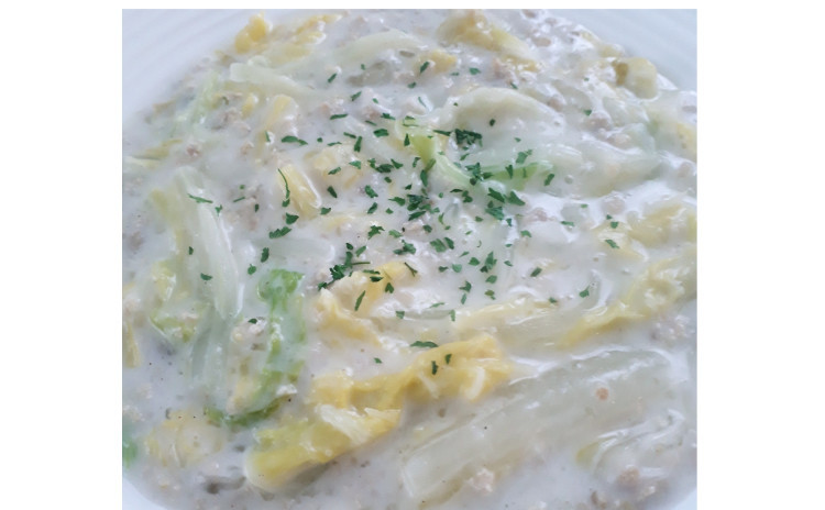 【お砂糖不使用★ヘルシー中華】①ひき肉と白菜のクリーム煮、②海老焼売/12個作成、8~10個お持ち帰り