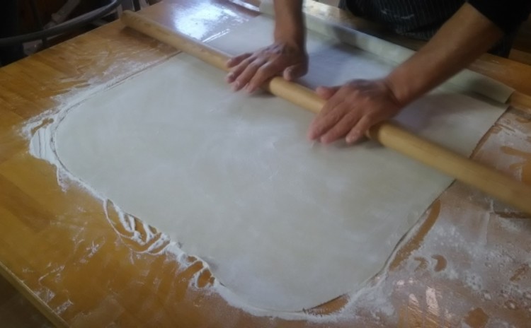◆手打ち蕎麦 中級編 二八そば600g×2回連続打ち 麺棒3本使用
