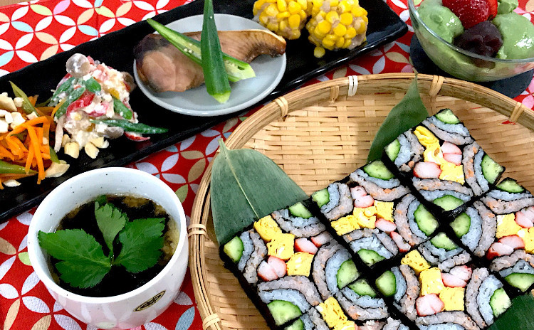 一度は作ってみたい飾り寿司☆華やか四海巻きに自家製西京焼き他7品の和食プレート