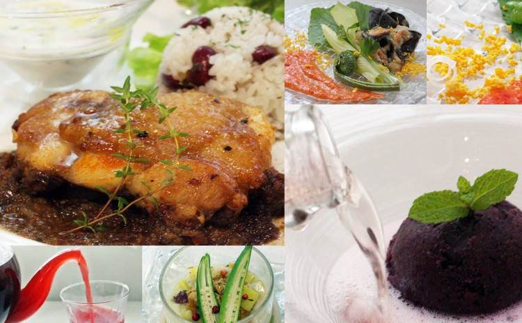 全7種🌸全国産鶏のカリカリスパイシージャークソースチキン ・ライス&ピース~ココナッツを入れたお豆のごはん・アイタルシチュー・きくらげと桜えびのベニエ初夏の野菜ミモザ風~パプリカソースとともに ・野菜の飾り切り ・スパークリングワインに浮かんだベリーと赤ワインのソルベ ・ソレルドリンク🌸お土産付