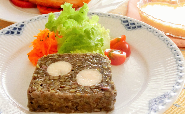 再レッスン◇レンズ豆のテリーヌ サーモンのパルメザンチーズ焼き