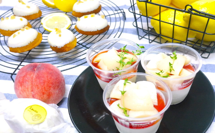 レモンケーキ&もものブランマンジェ