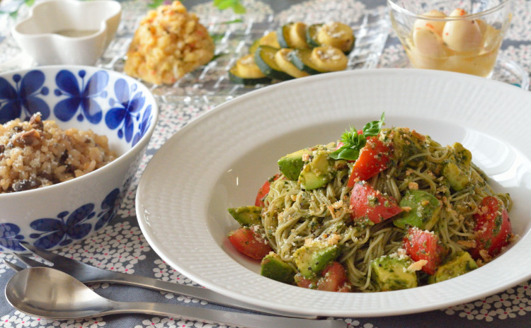 ジェノベーゼの冷製パスタ&ポルチーニのリゾットも♡夏のおもてなしメニューです♪