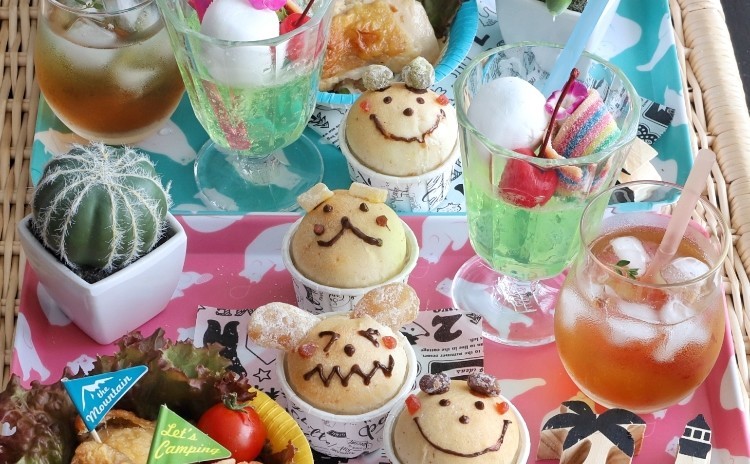 夏休み!親子レッスン♬動物パンと揚げないから揚げとクリームソーダゼリーと本格アイスティレッスン♡