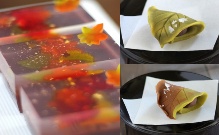 9月、10月/華やか!ゴージャス♬秋の和菓子「吹き寄せ」(羊羹製)と「落葉」(みじんこなし生地)