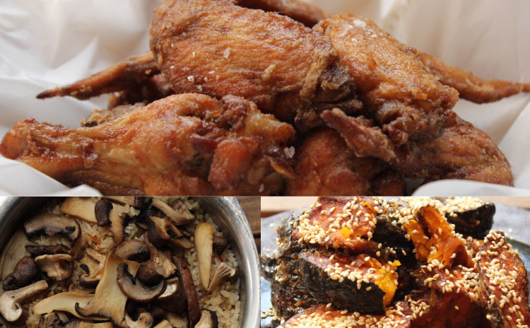 決定版!骨つき唐揚げ 大成功間違いなしです! !キノコの炊き込みご飯 ホクホク南瓜の和え物