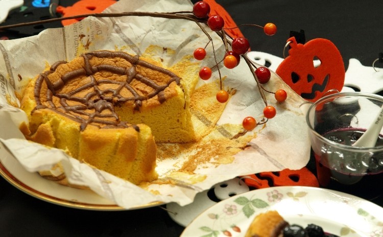 かぼちゃのハロウィンケーキ&ブルーベリーソース♪5号サイズ1台持ち帰り♪