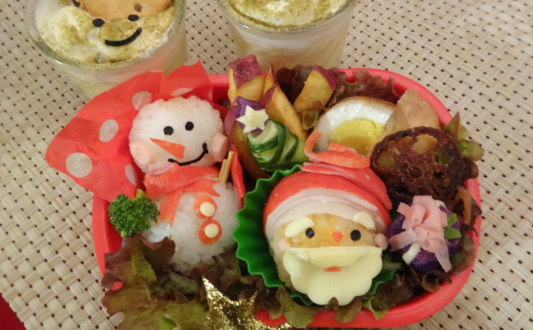 クリスマス迄に練習できるサンタの簡単キャラ弁と、手作りプリン試食