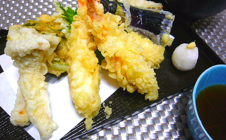 【天ぷら講座】天つゆ・海老巻き揚げ・いわし梅香包み揚げ・イカ処理等