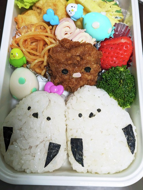 仲良し首まげシマエナガ弁当☆キャラ弁