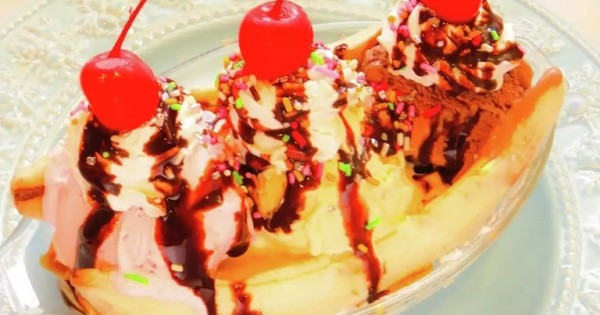 バナナスプリットアイスクリームのレシピ