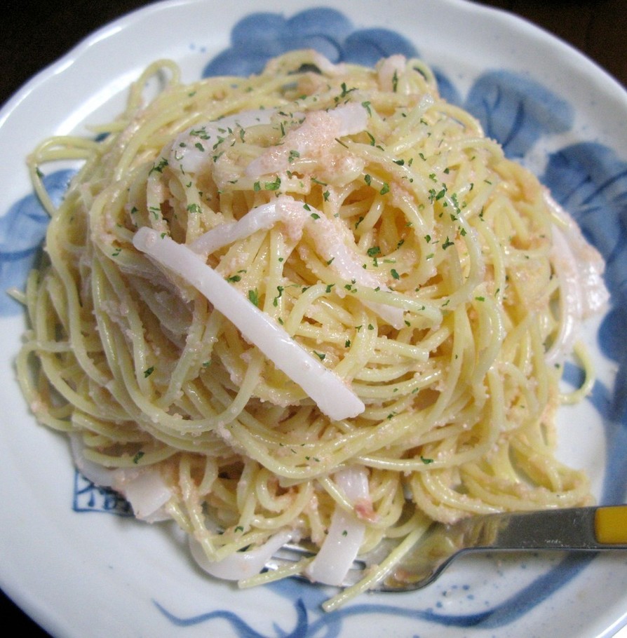 たらことイカのクリームスパゲッティの画像