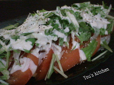 トマト＆水菜の簡単シーザーサラダの写真