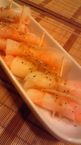 ●o。大根とサーモンの前菜。o●