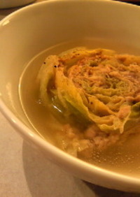 白菜と豚肉ロール　コンソメスープ