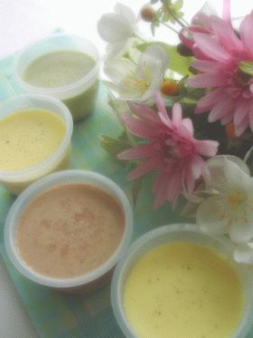 カラフル☆魅惑の3色なめらかプリン(バニラ・チョコ・抹茶)
