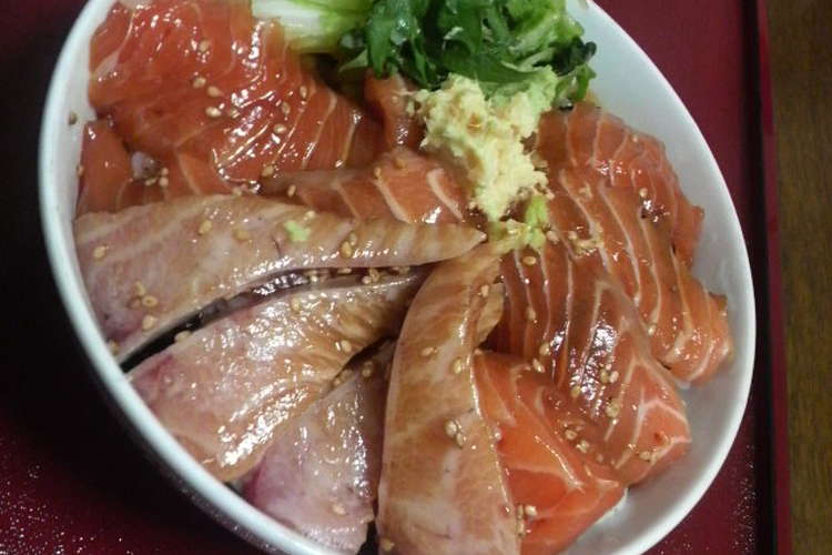 贅沢 サーモンとぶりのづけ丼 レシピ 作り方 By ヨーカドー クックパッド 簡単おいしいみんなのレシピが353万品