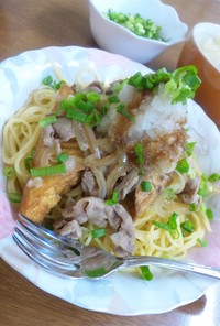 厚揚げ＆生姜焼きのさっぱりパスタ☆★