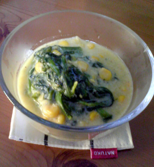 菊菜のクリームコーン煮の画像