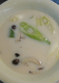 長葱のミルク味噌スープ