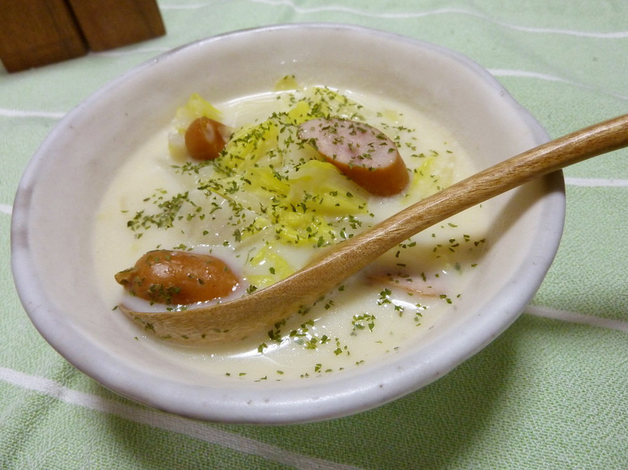 簡単☆白菜の豆乳（ミルク）スープの画像