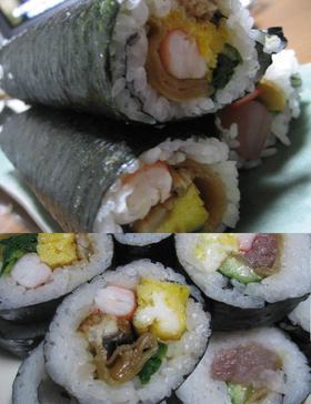 太巻き♪恵方巻き♪エビと穴子と菜の花卵