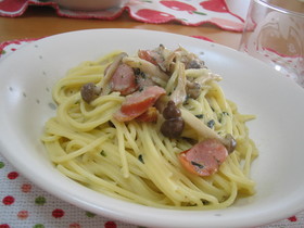 きのこたっぷり♪わさびクリームパスタ