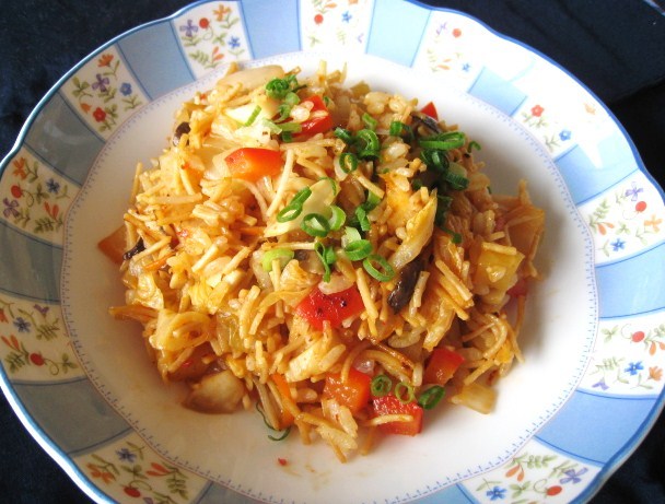 ダイエット主食：大豆麺のキムチチャーハンの画像