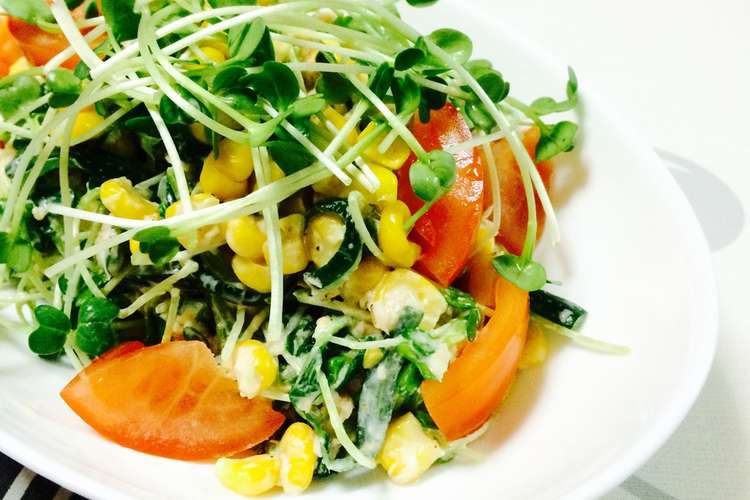 簡単に美味しく野菜を食べよう 豆苗入りツナコーンサラダ レシピ 作り方 By ムージカムージカ クックパッド 簡単おいしいみんなのレシピが366万品