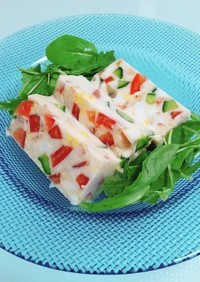 鮭缶と彩り野菜のゼリーサラダ