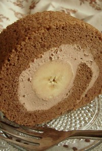 しっとり♪米粉のチョコバナナロールケーキ