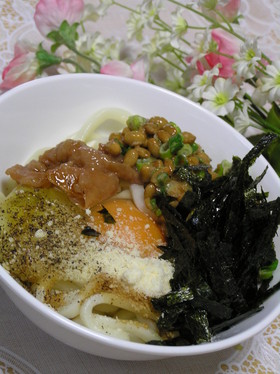 やみつき☆パスタな納豆うどん✿簡単♪1人ランチに♪
