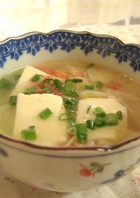 ☆簡単☆豆腐とカニカマのスープ