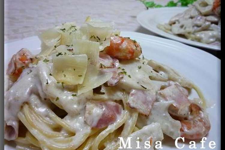 蓮根と海老とベーコンのクリームパスタ レシピ 作り方 By みさカフェ クックパッド