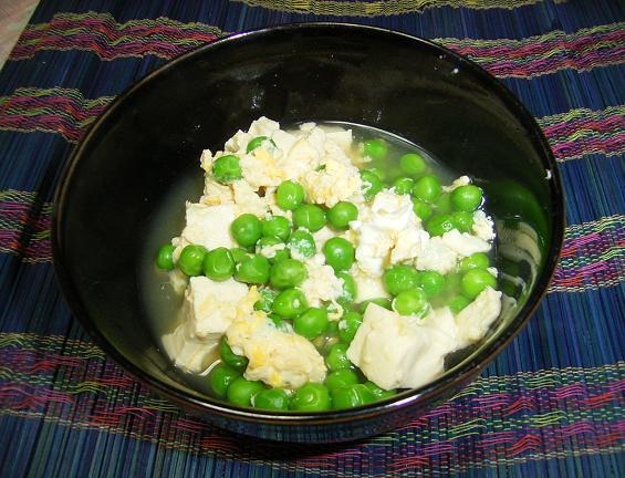 えんどう豆の卵とじ豆腐の画像