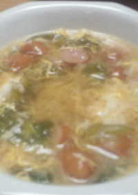 レタスとウインナーのたまごスープ
