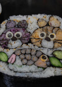 鯛と２にゃんの飾り巻き寿司