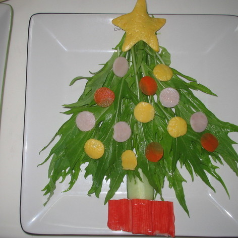 ☆水菜で☆クリスマスツリーサラダ