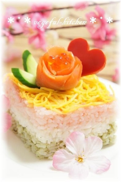 ひな祭り簡単ひし餅ちらし寿司❀カップ寿司の写真