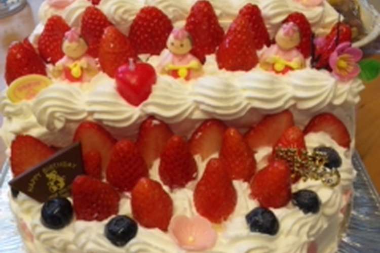 おひなまつりケーキ お誕生ケーキ８号 レシピ 作り方 By ｓｙｕｎ ｍａｍａ クックパッド
