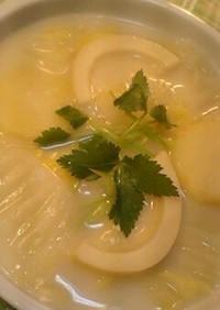筍と白菜と新じゃがの豆乳スープ