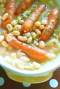 お豆とソーセージのスープ煮☆