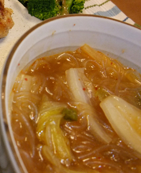 ハマる♪キムチの素de白菜春雨スープ