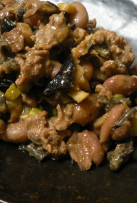 牛肉と金時豆のピリ辛炒め