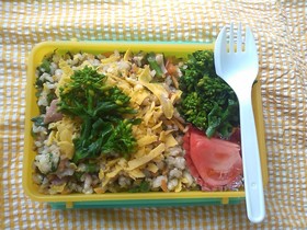 菜の花DE玄米チャーハン弁当♪
