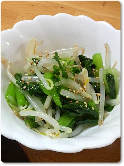 小松菜ともやしの簡単ごま油和えの画像