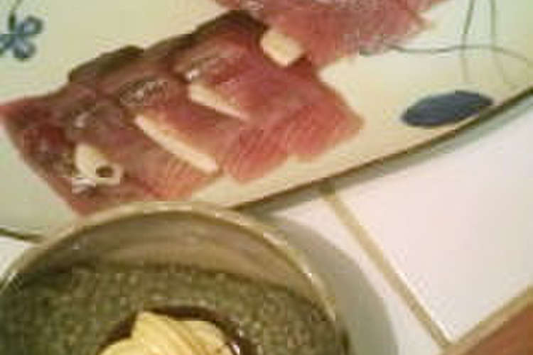 鰹のお刺身にんにくサンド マヨ醤油で レシピ 作り方 By Skymam クックパッド 簡単おいしいみんなのレシピが365万品