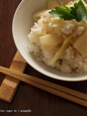 ウチの定番(生でも茹ででも)筍ごはん。